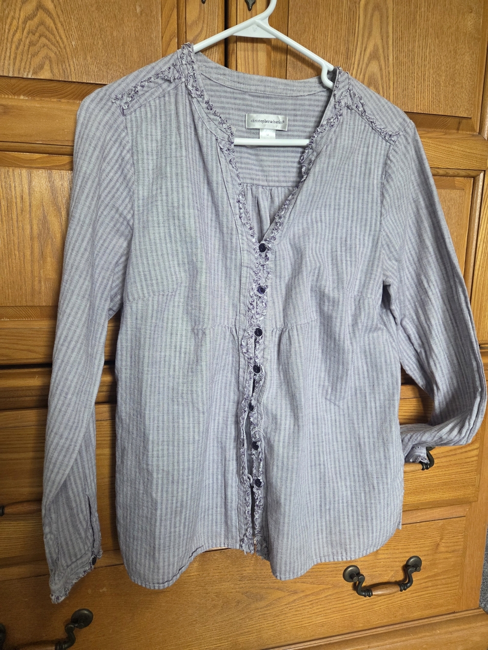 Christopher & Banks Lavender Stripe Button-Front Women's Top